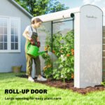 Mini Greenhouse, Portable Greenhouse with Roll-Up Door and 2 Mesh Windows, PE Cover, 78.7" x 29.5" x 74", White - Image 6