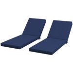 2-Piece Patio Chair Cushions with Backrests, Replacement Cushions for Outdoor Lounge Chair, Navy