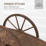 3.3ft Wooden Garden Bridge Arc Footbridge with Half-Wheel Style Railings & Solid Fir Construction, Stained Wood - Image 4
