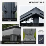 10' x 13' Patio Gazebo w/ Aluminum Frame Double Roof, Outdoor Gazebo Canopy Shelter with Netting & Curtains, Gray - Image 6