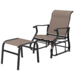 Outdoor Glider with Ottoman, Patio Glider Chair Set with High Back, Wide Seat for Porch, Garden, Backyard, Brown