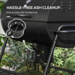Barrel Charcoal BBQ Grill, Barbecue with 420 sq.in. Cooking Area, Wheels, Ash Catcher, Black - Image 8