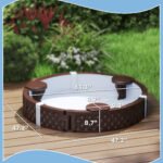 47" Round Kids Sandbox with Cover, 3 Seats, Waterproof Bottom Liner, for Backyard, Lawn, Garden, Beach, Patio, Brown - Image 3