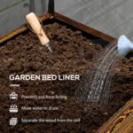 Raised Garden Bed with Legs and Cover, Metal Elevated Planter Box with Bottom Shelf and Liner for Vegetables, Brown - Image 6