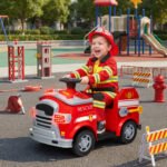 12V Ride on Fire Truck with Siren, Flashing Lights Fire Extinguisher, Soft Start, Horn Music, Red - Image 2