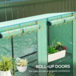 Lean-to Greenhouse with 3 Tier Shelves, Portable Greenhouse with PE Cover, 2 Roll-Up Doors, 56.7" x 18.9" x 59.8", Green - Image 6