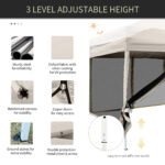 210D Oxford 10' x 10' Pop Up Canopy Tent with Netting, Instant Screen Room House, Tents for Parties, Height Adjustable, with Carry Bag, for Outdoor, Garden, Patio - Image 6