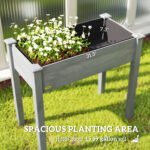 34" Raised Garden Bed, Elevated Wooden Planter Box with Holes for Vegetables, Herb, Flowers for Backyard, Dark Gray - Image 4