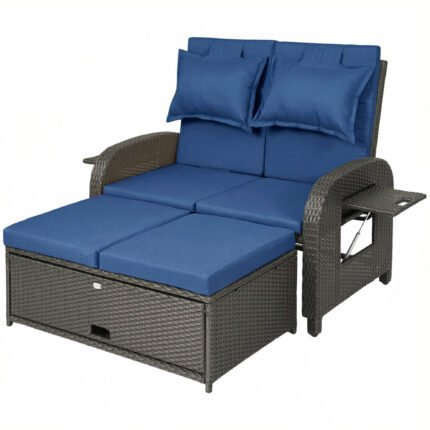 Patio Rattan Daybed with Wicker Outdoor Daybed