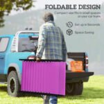 Folding Chaise Lounge Pool Chair with 4-Position Reclining Back, Pillow, Breathable Mesh & Bungee Seat, Purple - Image 6