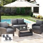Patio Chair Cushions Set of 4 with Seat & Backrest, Fade Resistant Seat Replacement Cushion Set, Gray - Image 2