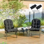 Outdoor Adirondack Chair Cushions Set of 2, Tufted High Back Patio Chair Cushions, Black - Image 8