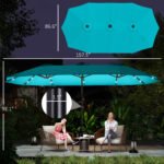 13ft Double-Sided Market Umbrella, Large Patio Umbrella with Solar Lights, Crank Handle for Garden, Pool, Yard - Image 3