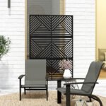 Decorative Privacy Fence Screen, Metal Outdoor Privacy Screen Climbing Plant Trellis with Stand, Rhombus Black - Image 8