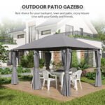 10' x 13' Outdoor Patio Gazebo, Canopy Shelter with 6 Removable Sidewalls & Steel Frame for Garden, Lawn, Backyard & Deck, Gray - Image 6