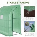 7' x 3' x 7' Lean to Greenhouse, Walk-In Green House, Plant Nursery with 2 Roll-up Doors and Windows, PE Cover and 3 Wire Shelves, Green - Image 4