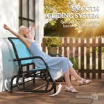 2-Person Outdoor Glider Bench, Patio Double Swing Rocking Chair Loveseat w/Powder Coated Steel Frame for Backyard Garden Porch, Blue - Image 4