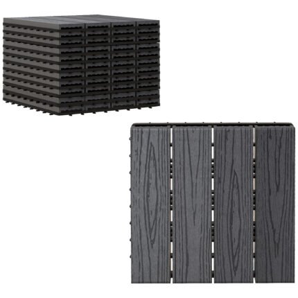 Interlocking Deck Tiles with Pack of 11 Outdoor Flooring Patio Tiles