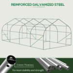 20' x 10' x 7' Walk-in Tunnel Greenhouse with Zippered Mesh Door and 8 Mesh Windows, Gardening Plant Hot House with Galvanized Steel Hoops, Green - Image 7