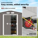 9' x 6' Outdoor Storage Shed, Garden Tool Metal Shed with Foundation Kit, Light Gray - Image 5