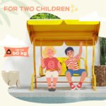 Kids Patio Swing Chair with Adjustable Canopy, Safety Belt for Patio, Garden, Poolside, Balcony, Yellow - Image 7