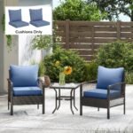 Patio Chair Cushions Set of 2 with Seat & Backrest, Fade Resistant Seat Replacement Cushion Set, Blue - Image 2