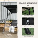 3-Seat Outdoor Patio Swing Chair w/ Cushion, Steel Frame Stand, Adjustable Tilt Canopy for Patio, Garden, Black 1 - Image 5