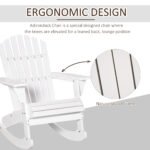 Wooden Adirondack Rocking Chair Outdoor Lounge Chair Fire Pit Seating with Slatted Wooden Design, Fanned Back, White - Image 5