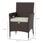 2 Pieces Wicker Outdoor Dining Chairs, Patio Chairs with Cushions for Backyard, Garden, Lawn, Dark Coffee - Image 3