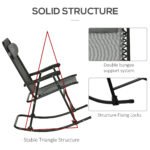Outdoor Rocking Chair Set of 2, Patio Folding Lawn Rocker Set with Headrests for Yard, Patio, Deck, Backyard, Gray - Image 5