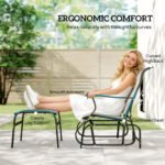 Outdoor Glider with Ottoman, Patio Glider Chair Set with High Back, Wide Seat for Porch, Garden, Backyard, Gray - Image 5