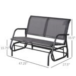 2-Person Outdoor Glider Bench Patio Double Swing Rocking Chair Loveseat w/Power Coated Steel Frame for Backyard Garden Porch, Grey - Image 3