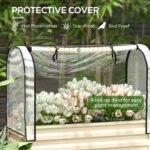 Raised Garden Bed with Legs and Cover, Metal Elevated Planter Box with Bottom Shelf and Liner for Vegetables, Cream - Image 4