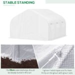 11.5' x 10' x 6.5' Outdoor Walk-in Greenhouse, Tunnel Green House with Roll-up Windows, Zippered Door, PE Cover, Heavy Duty Steel Frame, White - Image 5