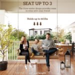 3-Seater Swing Bench, Wooden Porch Swing with Cupholders, Hanging Chains for Patio Garden, Nature Wood - Image 4
