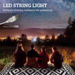 Outdoor Rug Carpet Reversible Plastic Straw Rug with LED Lights Black and White 12' x 9' for Patio - Image 4