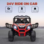 2 Seater 24V Kids Electric Car w/ Remote Control, 3 Speed, LED Lights, Music, Horn, Spring Suspension, Slow Start - Image 4