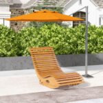 Outdoor Rocking Chair w/ Slatted Seat, Wooden Rocking Chair, 51.25" x 23.5" x 23.5", Teak - Image 2
