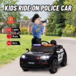 12V Kids Ride on Car w/ Remote Control, Siren, Light, Music, Spring Suspension, Horn & Transport Wheel, Black - Image 5