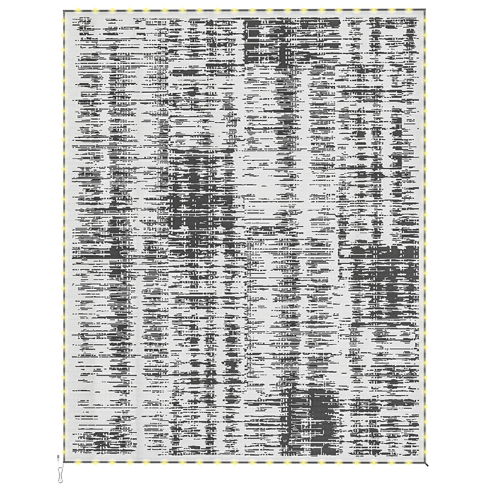 cYz89919d9a27e7b2.jpg Reversible Outdoor Rug Carpet with LED Lights, Carry Bag & Ground Stakes for Backyard, Deck, Picnic, Beach, 10' x 8' - Image 1