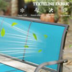 3-Person Outdoor Patio Glider Bench, Porch Glider Swing with 3 Seats, Breathable Mesh Fabric, Metal Frame, Blue - Image 6
