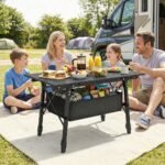 3ft Aluminum Small Folding Table, Portable Camping Table with Storage Bag, Carry Bag for Outdoor Picnic BBQ, Black - Image 2