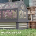 Raised Garden Flower Bed Kit w/ Greenhouse, Wooden Cold Frame Planter, Gray - Image 6