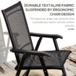Set of 4 Outdoor Folding Chairs, Stackable Patio Dining Chairs with Armrests, Metal Frame, Black - Image 4