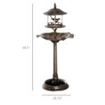 3 in 1 Garden Bird Bath Bowl Pedestal with Bird Feeder, Large Water Basin, Underneath Flower Planter, Bronze - Image 3