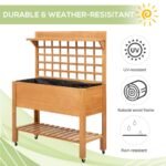 41"x18"x53" Elevated Garden Raised Bed with Shelf and Wheels Solid Wood Planter Flower Herb Boxes for Vegetables Flower Outdoor/Indoor - Brown - Image 4