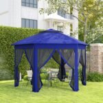 13' x 13' Pop Up Gazebo Hexagonal Canopy Shelter with 6 Zippered Mesh Netting for Patio Backyard Garden Wedding Party - Image 2