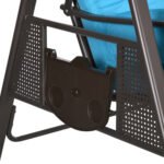 3-Seat Outdoor Porch Swing Chair with Adjustable Canopy, Cushion and Pillows for Garden, Poolside, Blue - Image 8