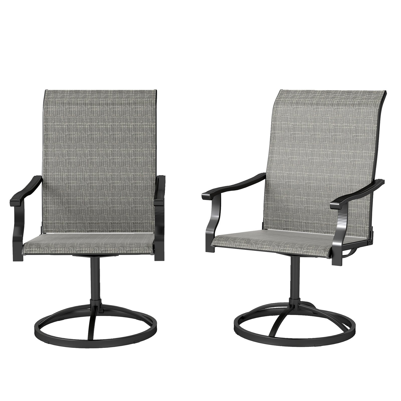chzf18198ad062d61.jpg Patio Swivel Chairs Set of 2, High Back Patio Dining Chairs with All-Weather Mesh for Backyard, Lawn, Garden, Gray - Image 1