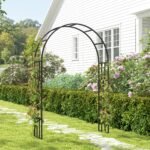 7.3ft Steel Garden Arch Trellis, Garden Arbor Trellis for Climbing Plants Roses Wisteria Vines, Flower Arch Wedding Arch Stand for Outdoor, Garden, Lawn, Backyard, Black - Image 7